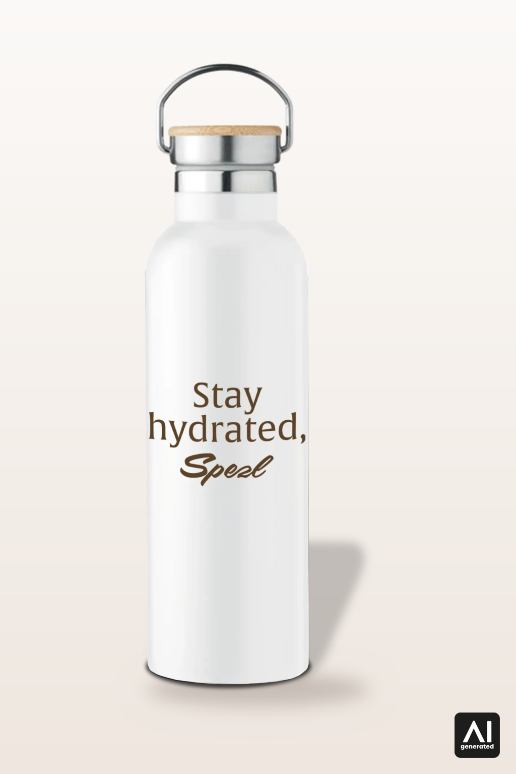 Edelstahlflasche Stay Hydrated, Spezl – Produktansicht in Braun