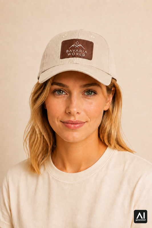 Bavaria World Cap Damen in Beige – Vorderansicht am Model