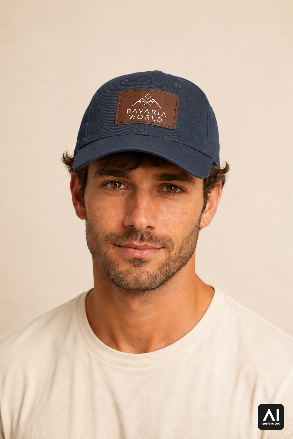 Bavaria World Cap Herren in Marineblau – Vorderansicht am Model