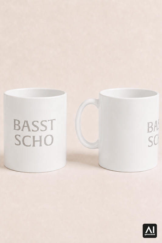 Tasse Basst Scho – Produktansicht in Silber