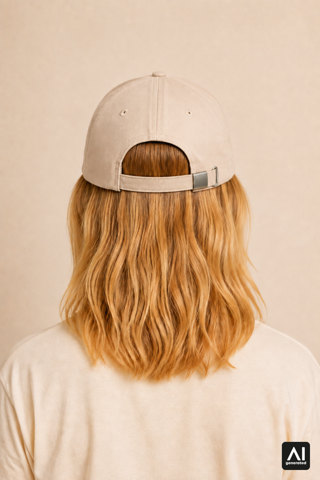 Bavaria World Cap Damen in Beige – Rückansicht mit Metallverschluss
