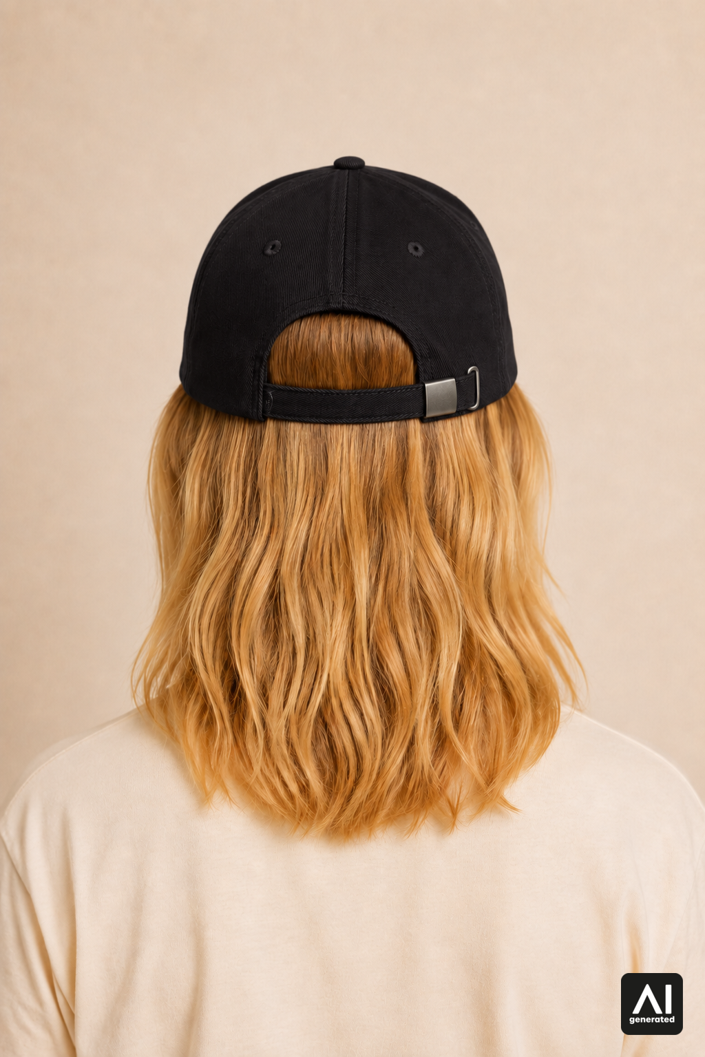 Bavaria World Cap Damen in Schwarz – Rückansicht mit Metallverschluss