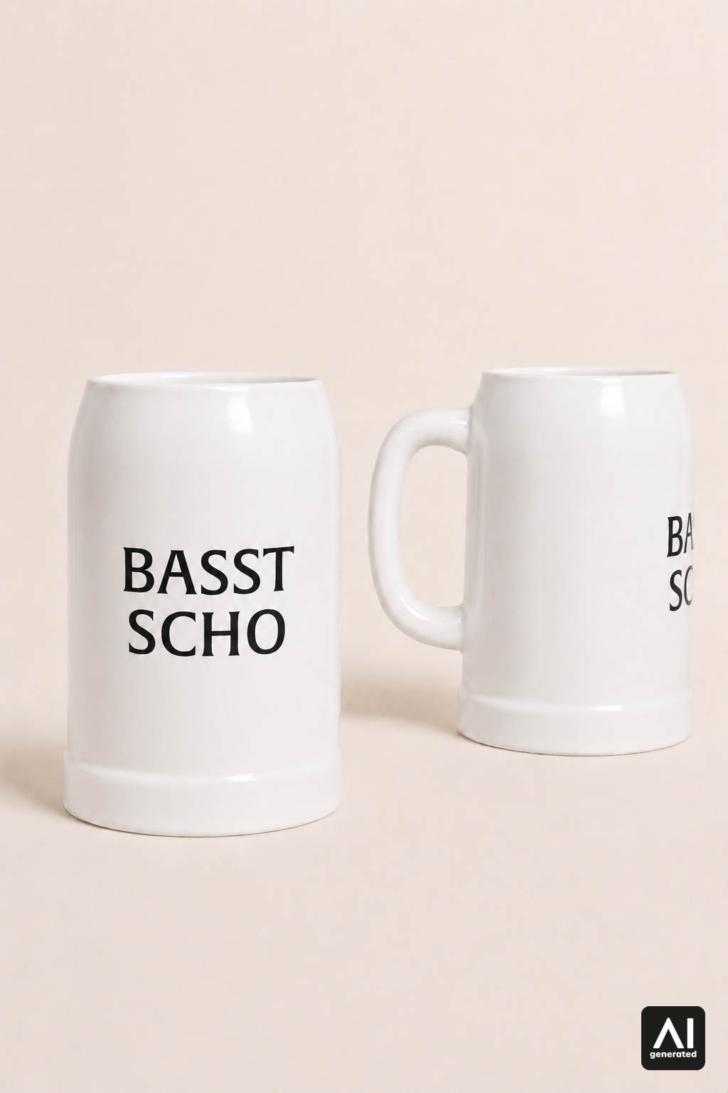 Krug Basst Scho – Produktansicht in Weiß und Schwarz