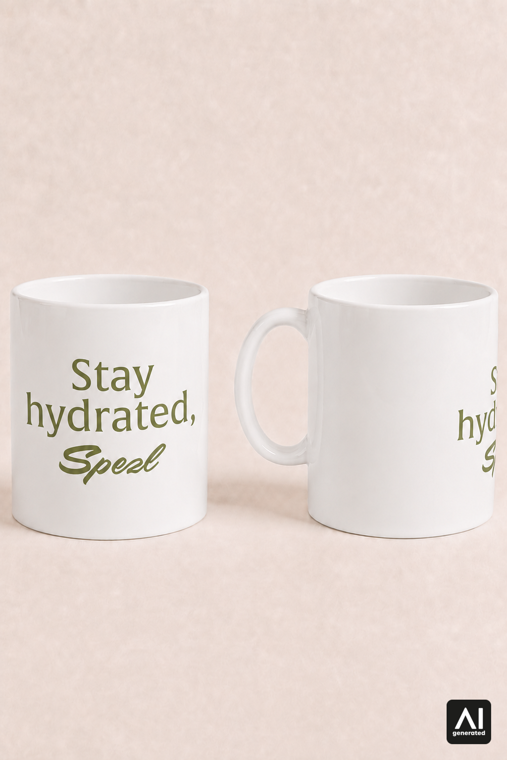 Tasse Stay hydrated, Spezl – Produktansicht in Light Olive und Grün
