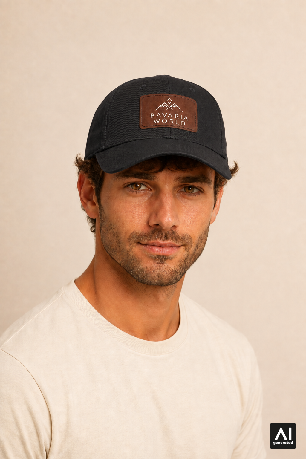 Bavaria World Cap Herren in Schwarz – Dreiviertelansicht am Model