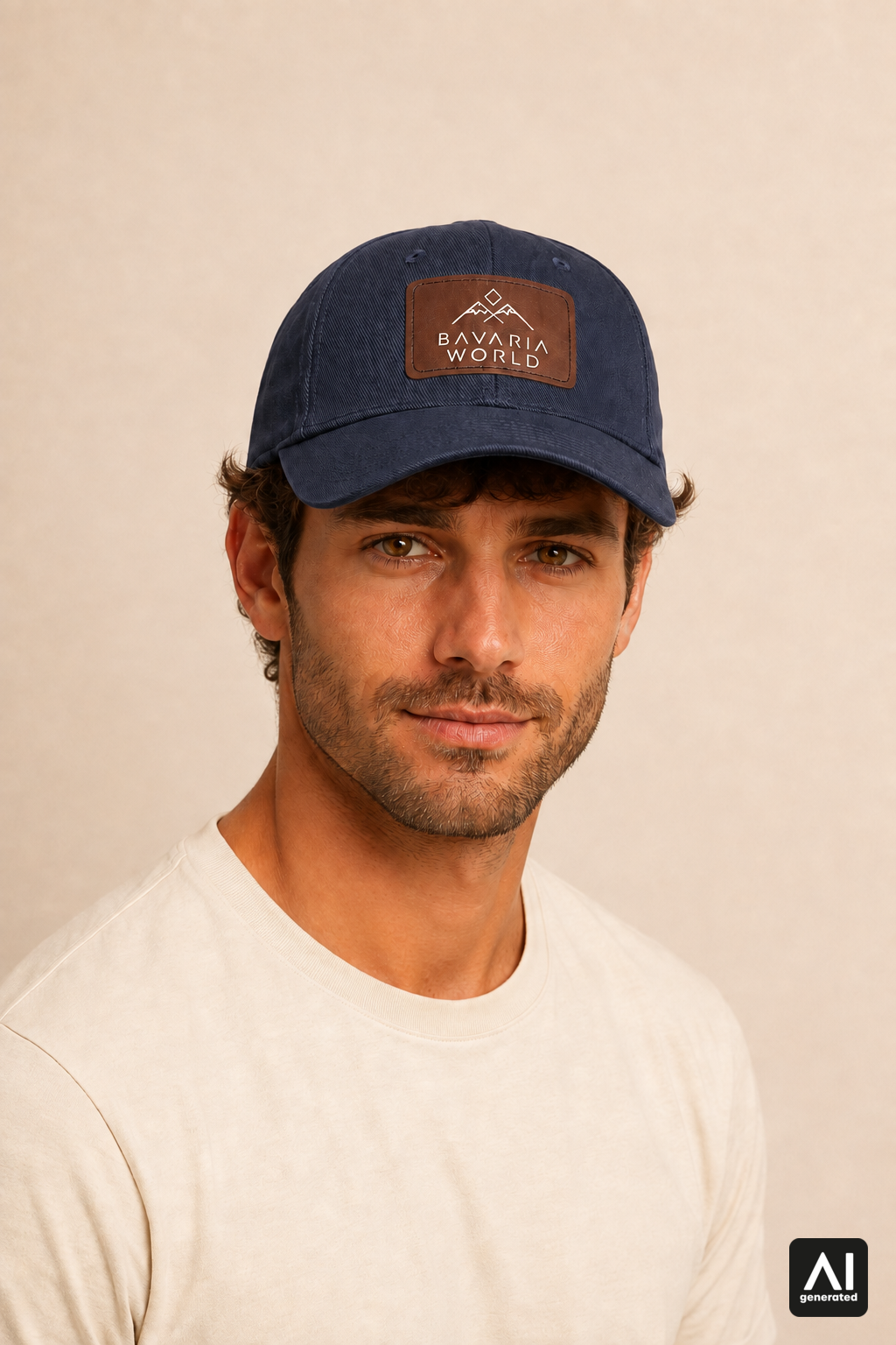 Bavaria World Cap Herren in Marineblau – Dreiviertelansicht am Model