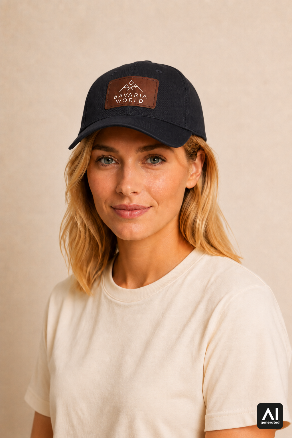 Bavaria World Cap Damen in Schwarz – Dreiviertelansicht am Model