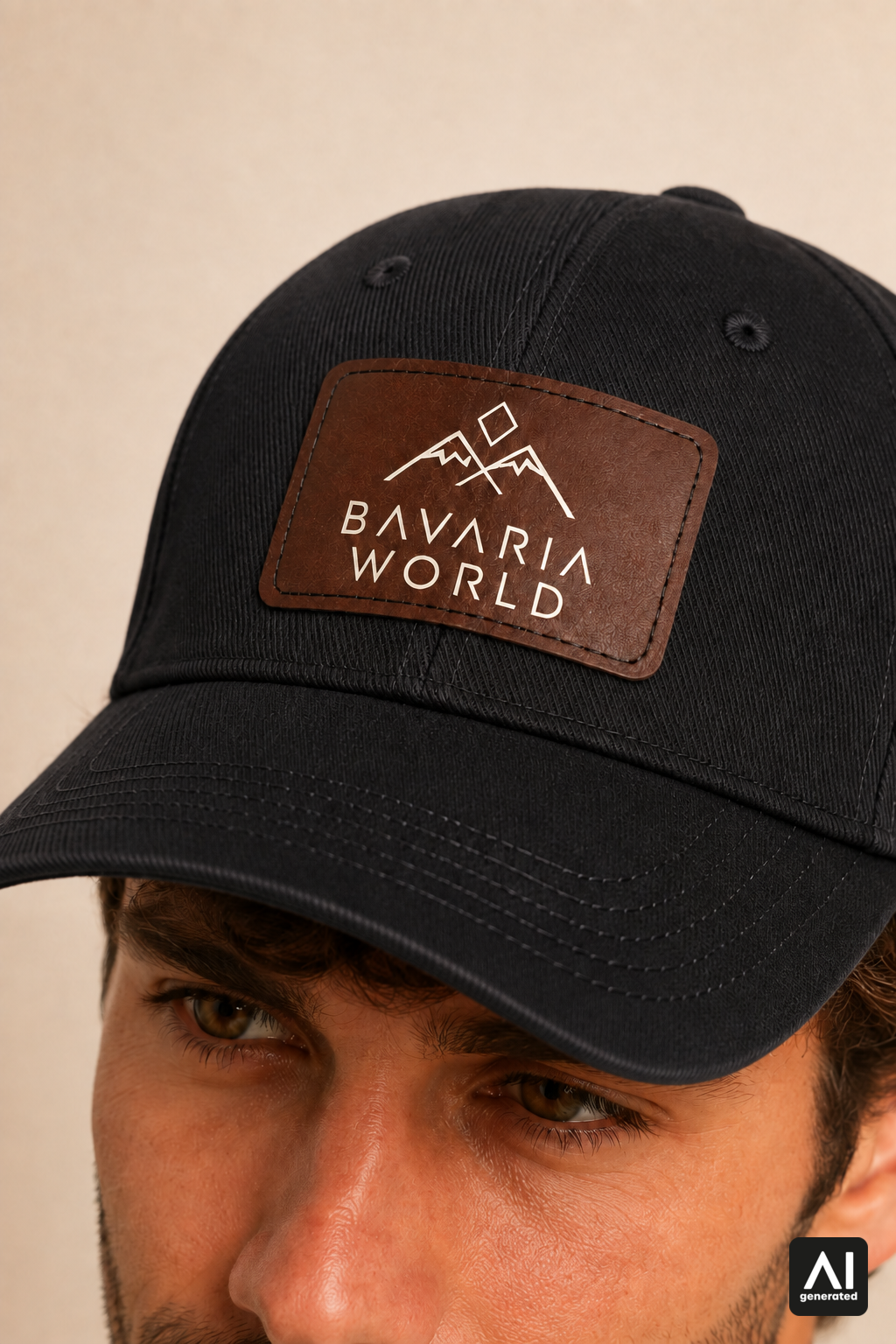 Bavaria World Cap Herren in Schwarz – Logo-Patch im Detail