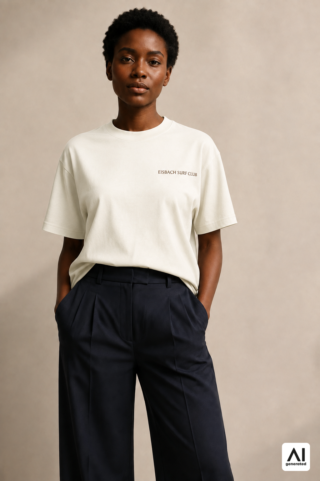 Damen-T-Shirt „Eisbach Surf Club“ in Bone – Vorderansicht