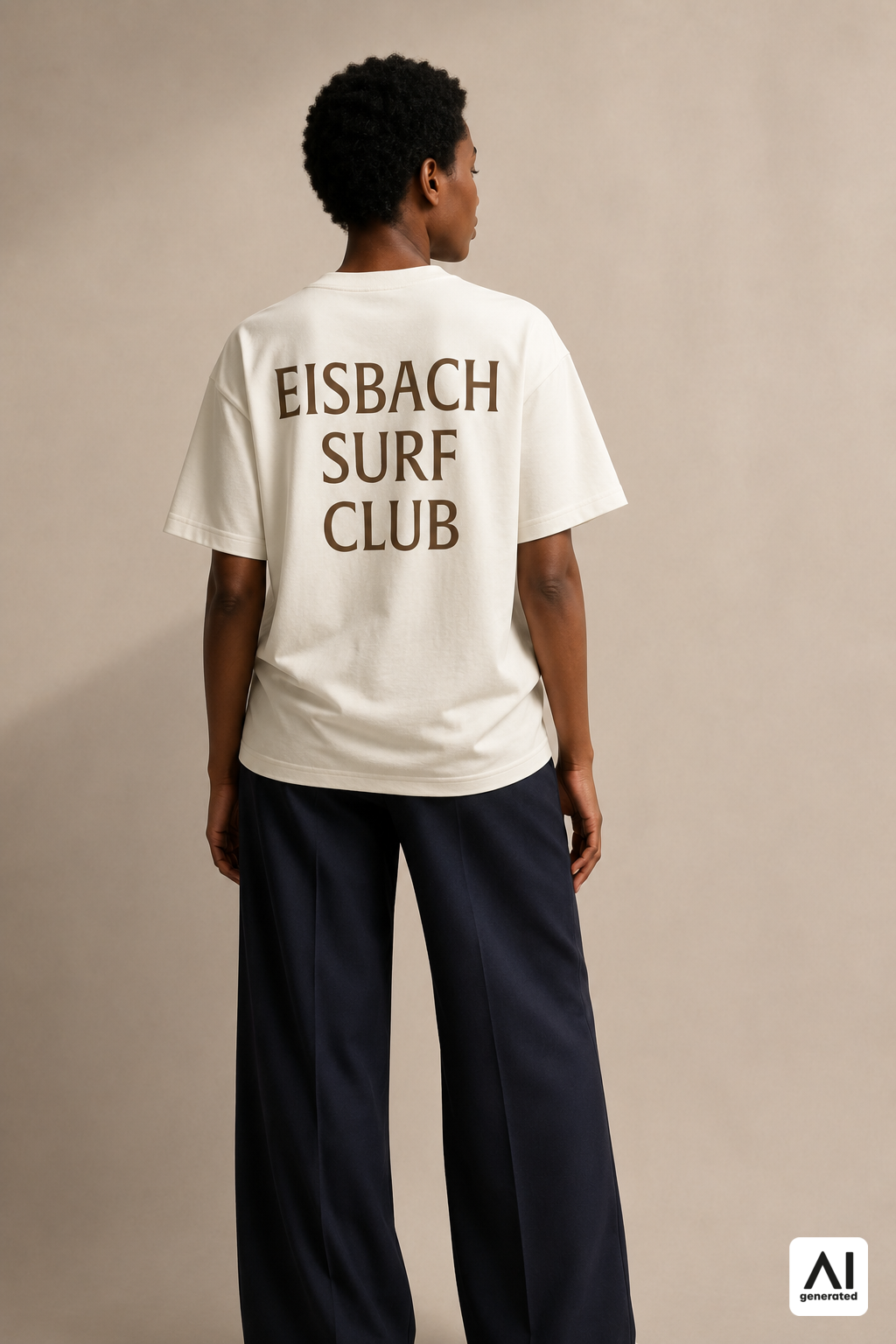 Damen-T-Shirt „Eisbach Surf Club“ in Bone – Rückansicht