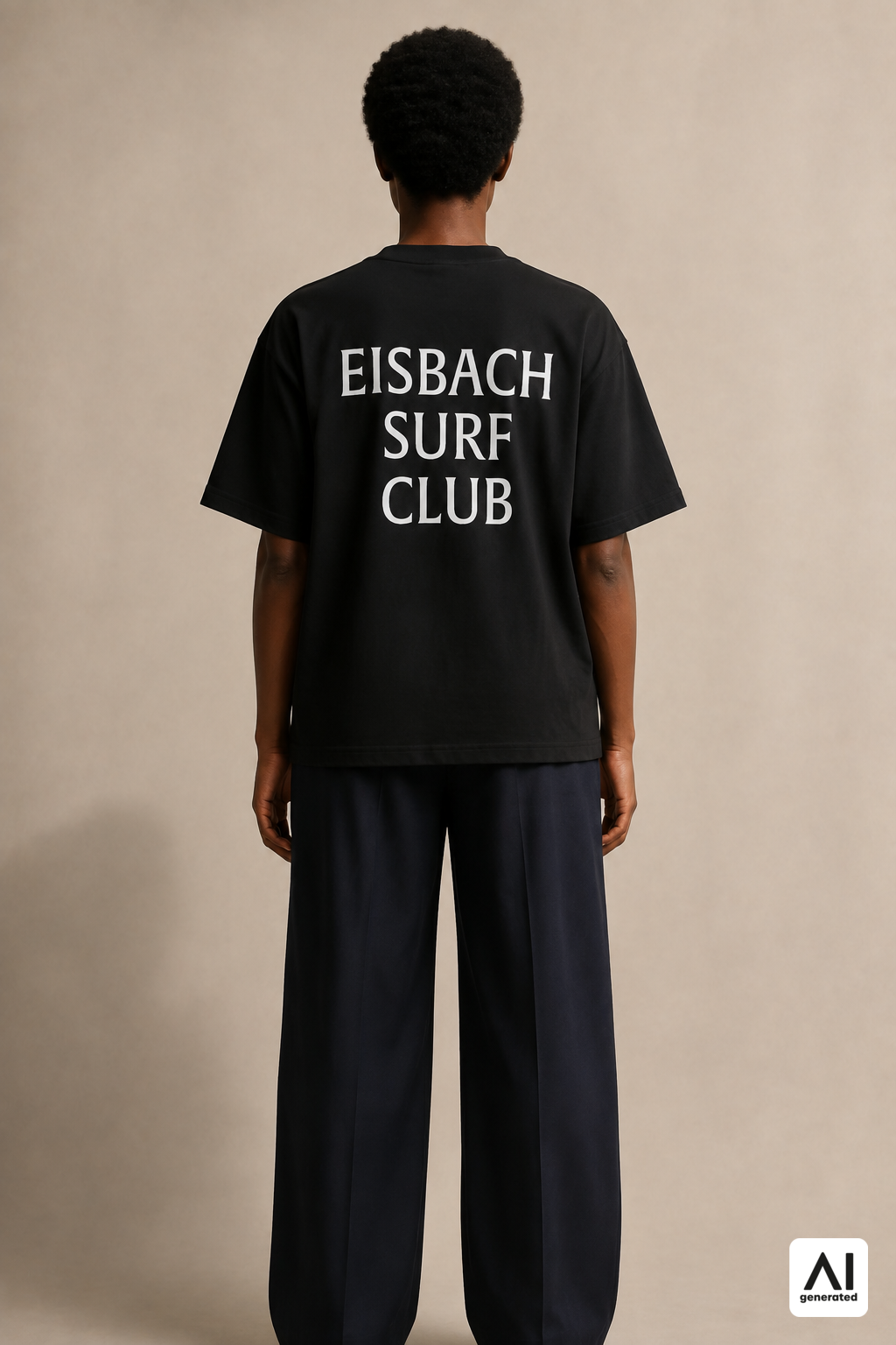 Damen-T-Shirt „Eisbach Surf Club“ in Black – Rückansicht
