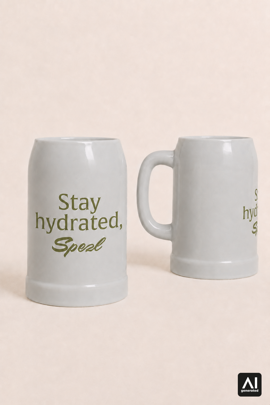 Krug Stay hydrated, Spezl – Produktansicht in Light Olive und Grün