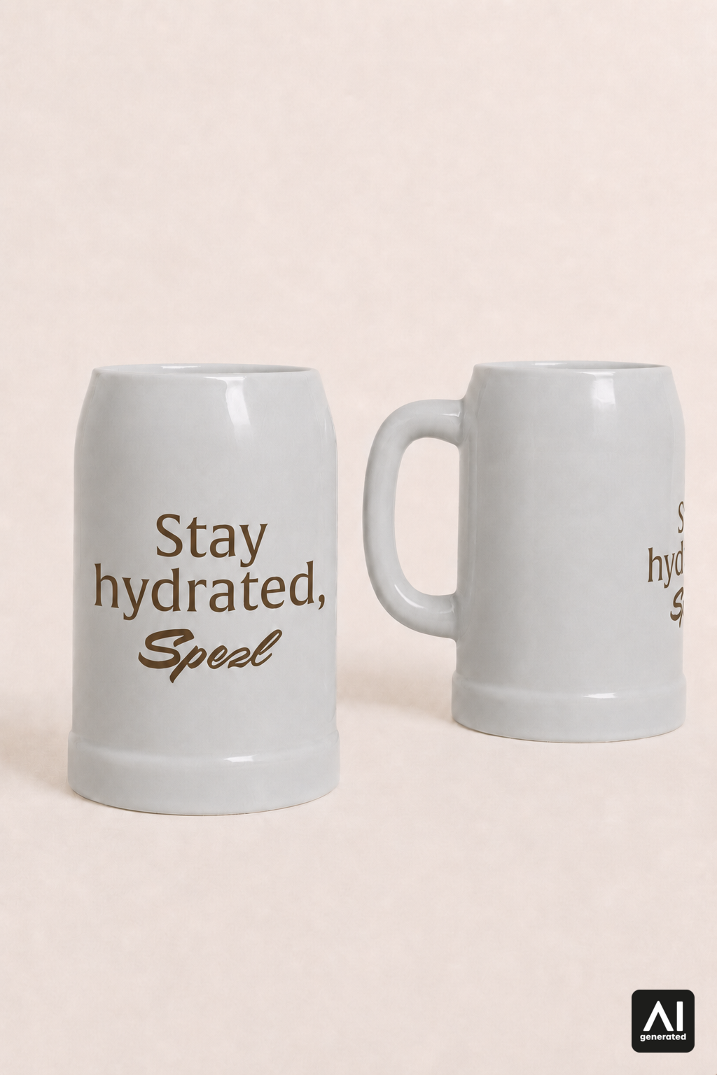Krug Stay hydrated, Spezl – Produktansicht in Braun