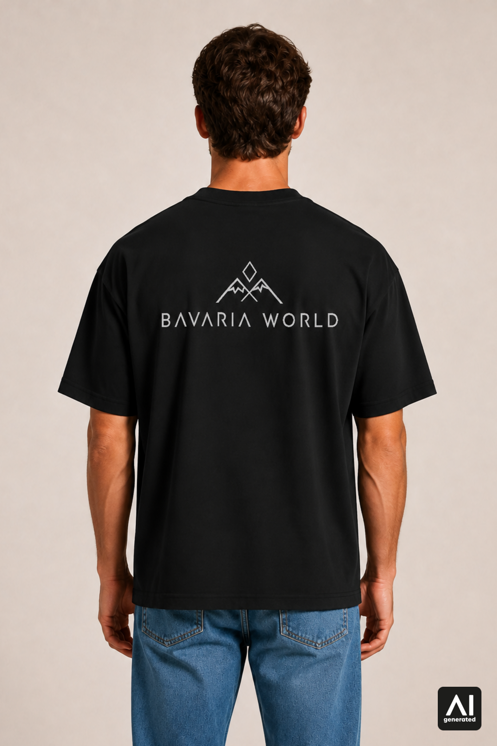 T-Shirt Bavaria World Herren – Rückansicht in Schwarz und Silber