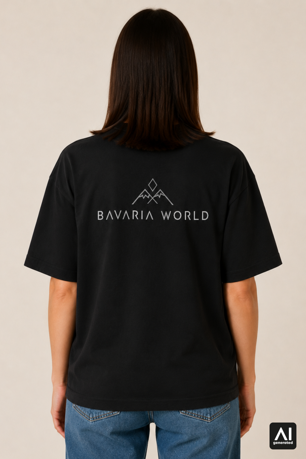 T-Shirt Bavaria World Damen – Rückansicht in Schwarz und Silber