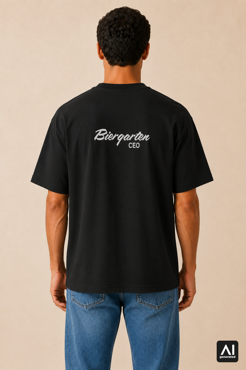 T-Shirt Biergarten CEO Herren – Rückansicht in Schwarz und Silber