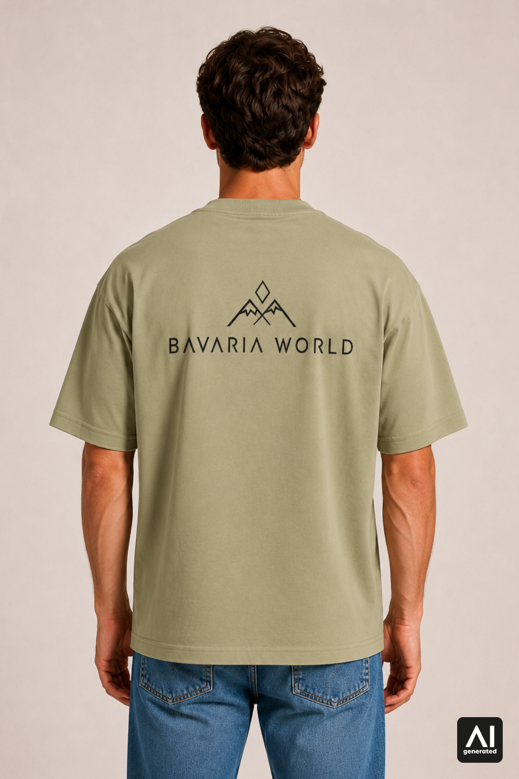 T-Shirt Bavaria World Herren – Rückansicht in Schwarz und Light Olive