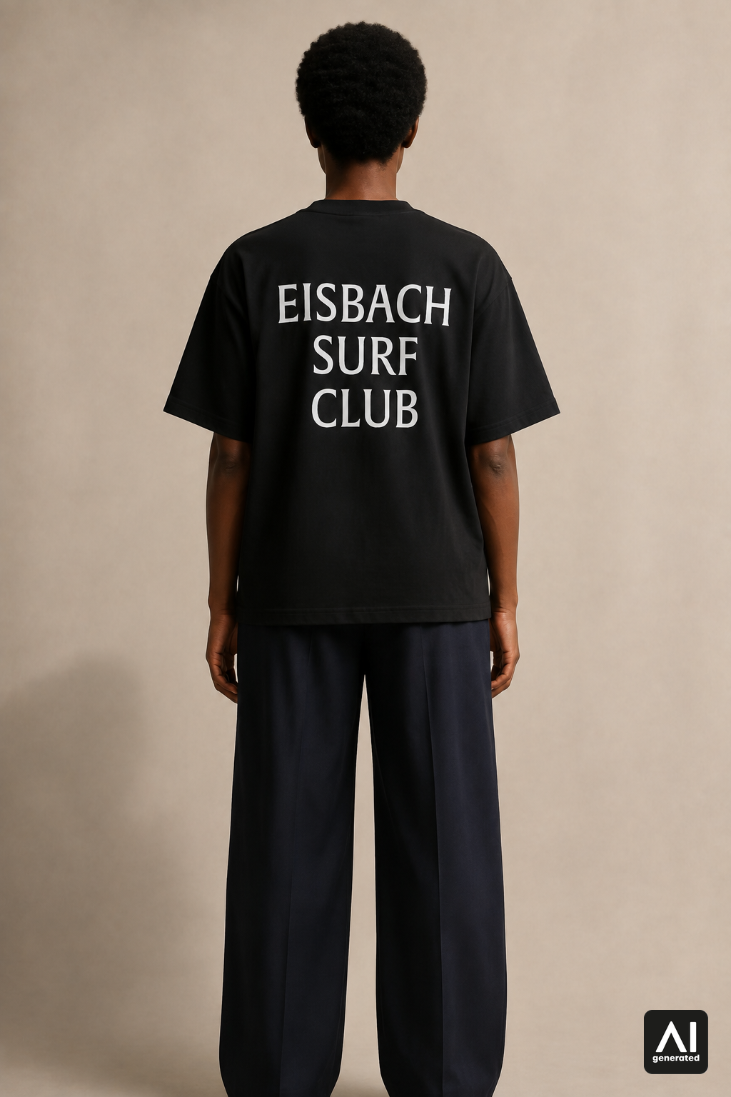 Damen-T-Shirt „Eisbach Surf Club“ in Black – Rückansicht