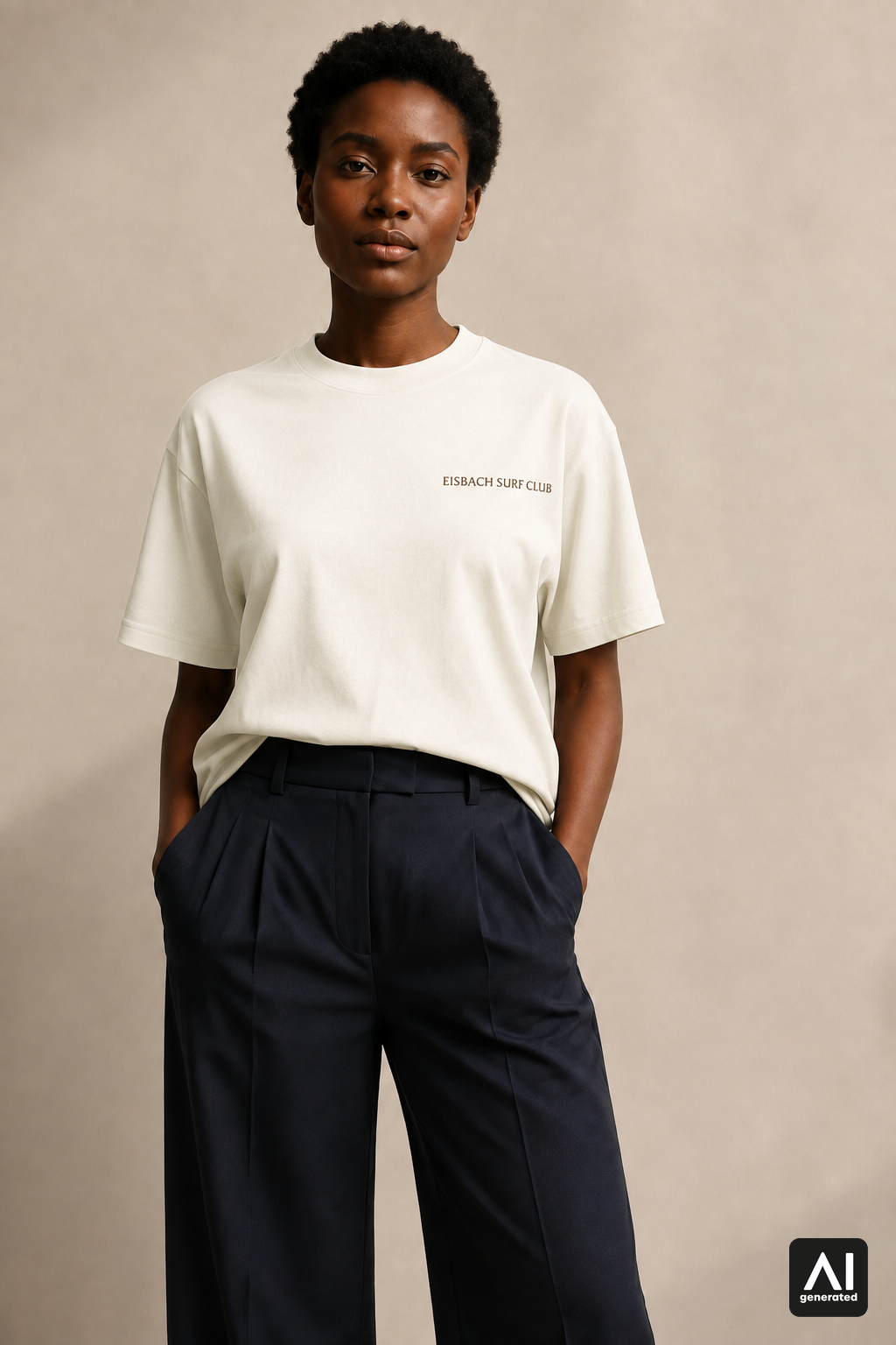 Damen-T-Shirt „Eisbach Surf Club“ in Bone – Vorderansicht