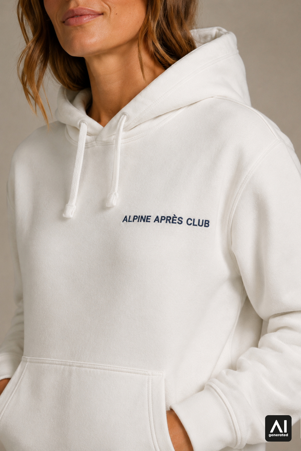 Hoodie Damen Alpine Après Club – Detailansicht