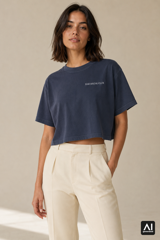 T-Shirt Isar Social Club Mid-Crop Damen – Vorderansicht